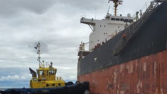 buque varado en canal martin garcia volvio a navegar y entrego carga de mineral