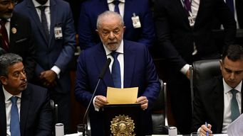 Lula en su primer discurso como nuevo presidente de Brasil. AFP.