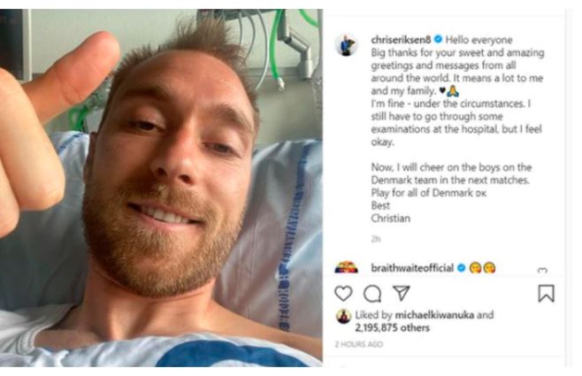 El mensaje de Eriksen en Instagram