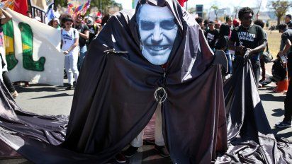 Protesta por la reforma educativa y de la seguridad social en Brasilia. Julio, 2019.