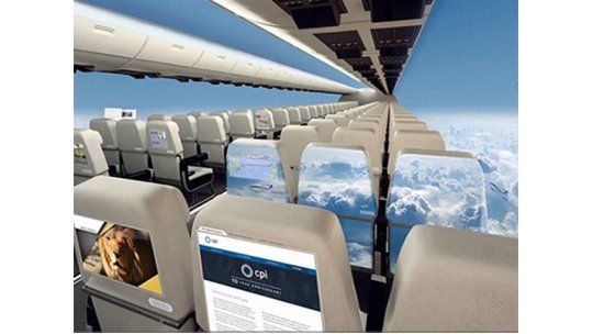 avión, sin ventanas,