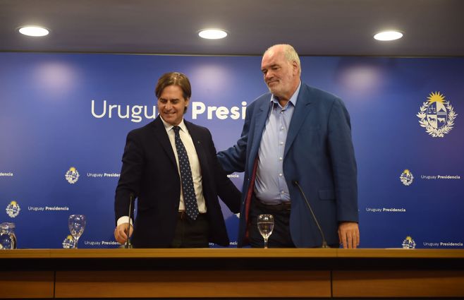 Lacalle Pou y Pablo Atchugarry en conferencia de prensa: Foto: FocoUy Dante Fernández.