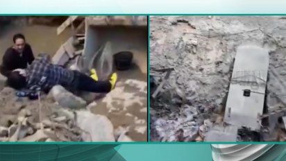 video muestra instantes despues del accidente que dejo a 9 obreros heridos en un pozo