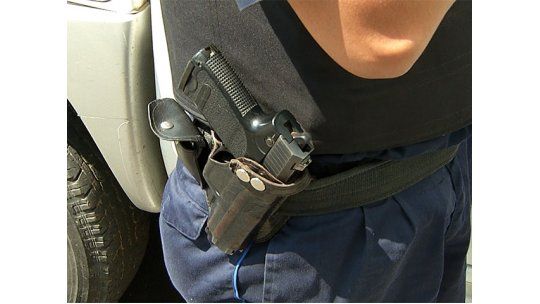 policía, arma,