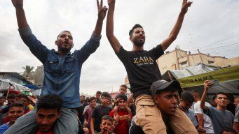 Celebraciones en la Franja de Gaza. Foto: AFP