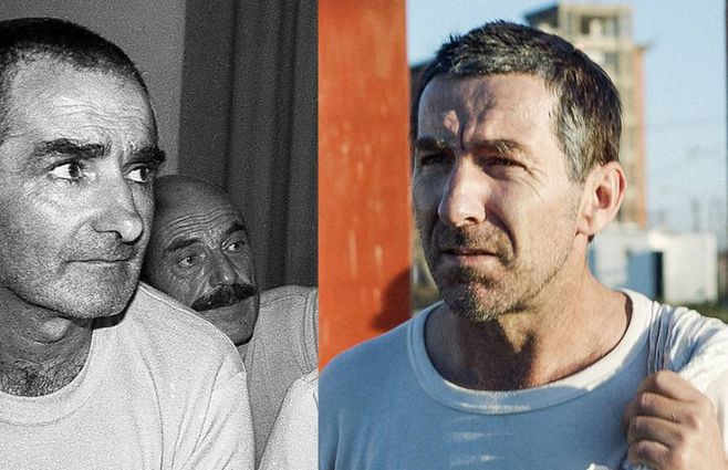 De la Torre personificando a Mujica. Vino a Uruguay para aprender a hablar en uruguayo antes de filmar. 