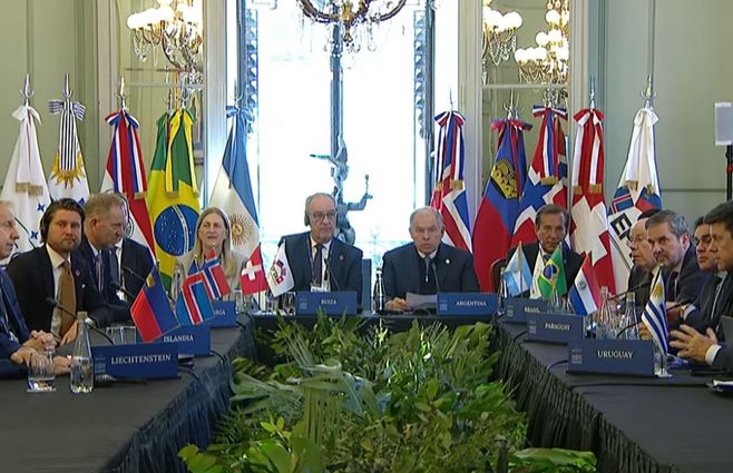 Cancilleres del Merocur y de los países de la EFTA anuncian el acuerdo de libre comercio.&nbsp;