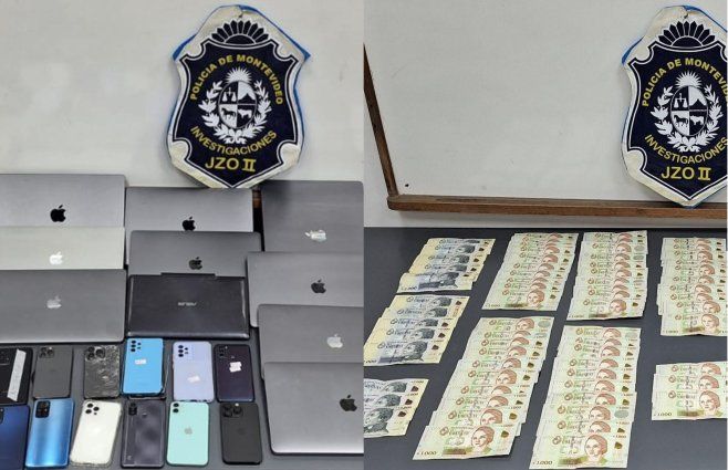 Foto cedida a Subrayado. Además de computadoras y celulares, fueron incautados $ 86.000 y USD 40.