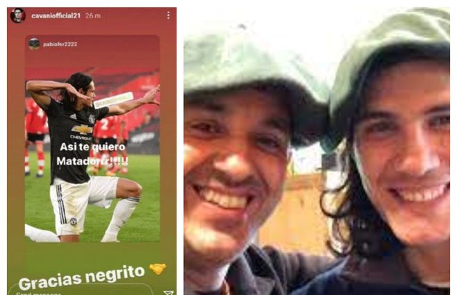 El mensaje supuestamente racista de Cavani y el jugador junto al amigo a quien iba dirigido