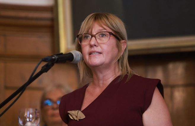 Cristina Lustemberg durante su discurso al asumir como ministra de Salud Pública. Foto: Foco UY
