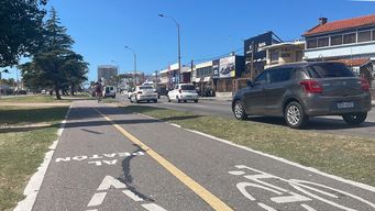 Foto: Paola Botti, Subrayado. El policía circulaba en su monopatín eléctrico por la bicisenda de avenida Italia.