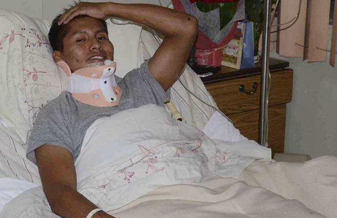 Erwin el 2 de marzo durante su internación en Bolivia 