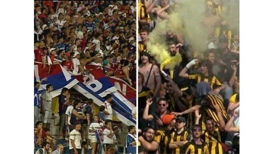 El color de los hinchas de Peñarol y Nacional antes del clásico
