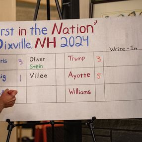 Primer circuito de votación escrutado con 3 votos para Kamala Harris y 3 para Donald Trump, en Dixville Notch. AFP Primer circuito de votación escrutado con 3 votos para Kamala Harris y 3 para Donald Trump, en Dixville Notch. AFP