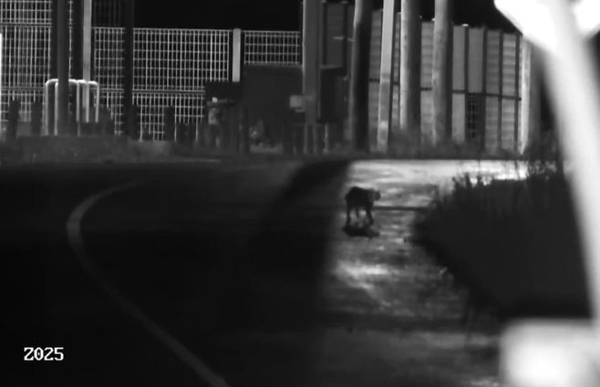 El puma captado en cámaras de vigilancia de la zona de Villa Tato y La Tahona, en Canelones.