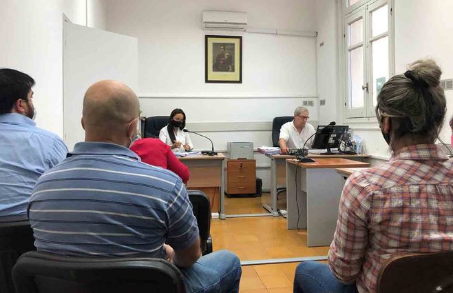 Audiencia de formalización en la que madre e hijo fueron imputados, octubre de 2020.