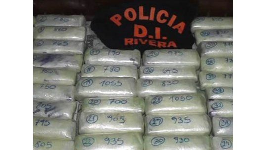 Incautan más de 40 kilos de droga en Rivera; paraguayos detenidos