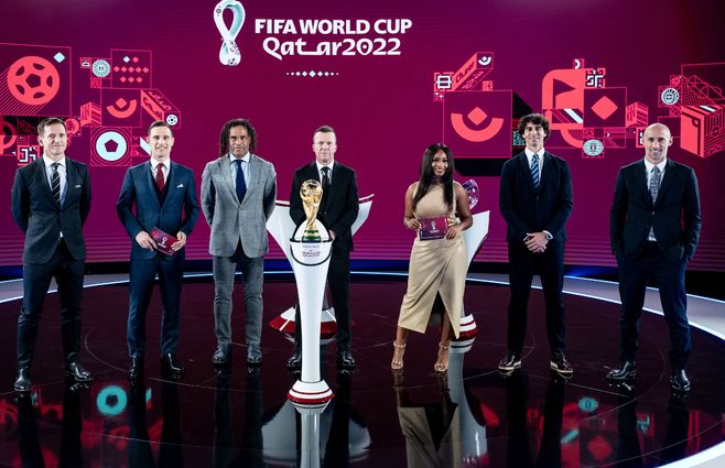 Sorteo de los repechajes para el Mundial de Qatar 2022. Foto: AFP.