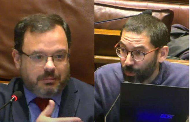 Diputados Felipe Schipani y Bruno Giometti debaten sobre el presupuesto de la Udelar.&nbsp;