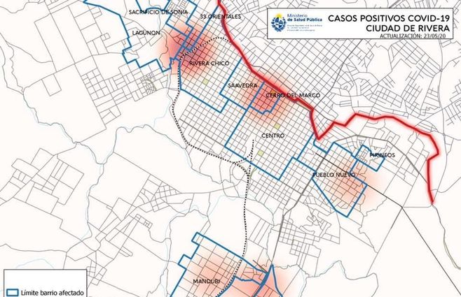 Zonas afectadas por Covid-19 en Rivera&nbsp;