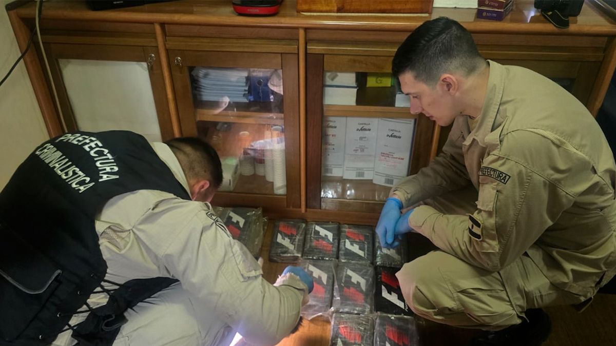 Incautaron 16 kilos de cocaína en un buque de bandera italiana que había zarpado del Puerto de Montevideo