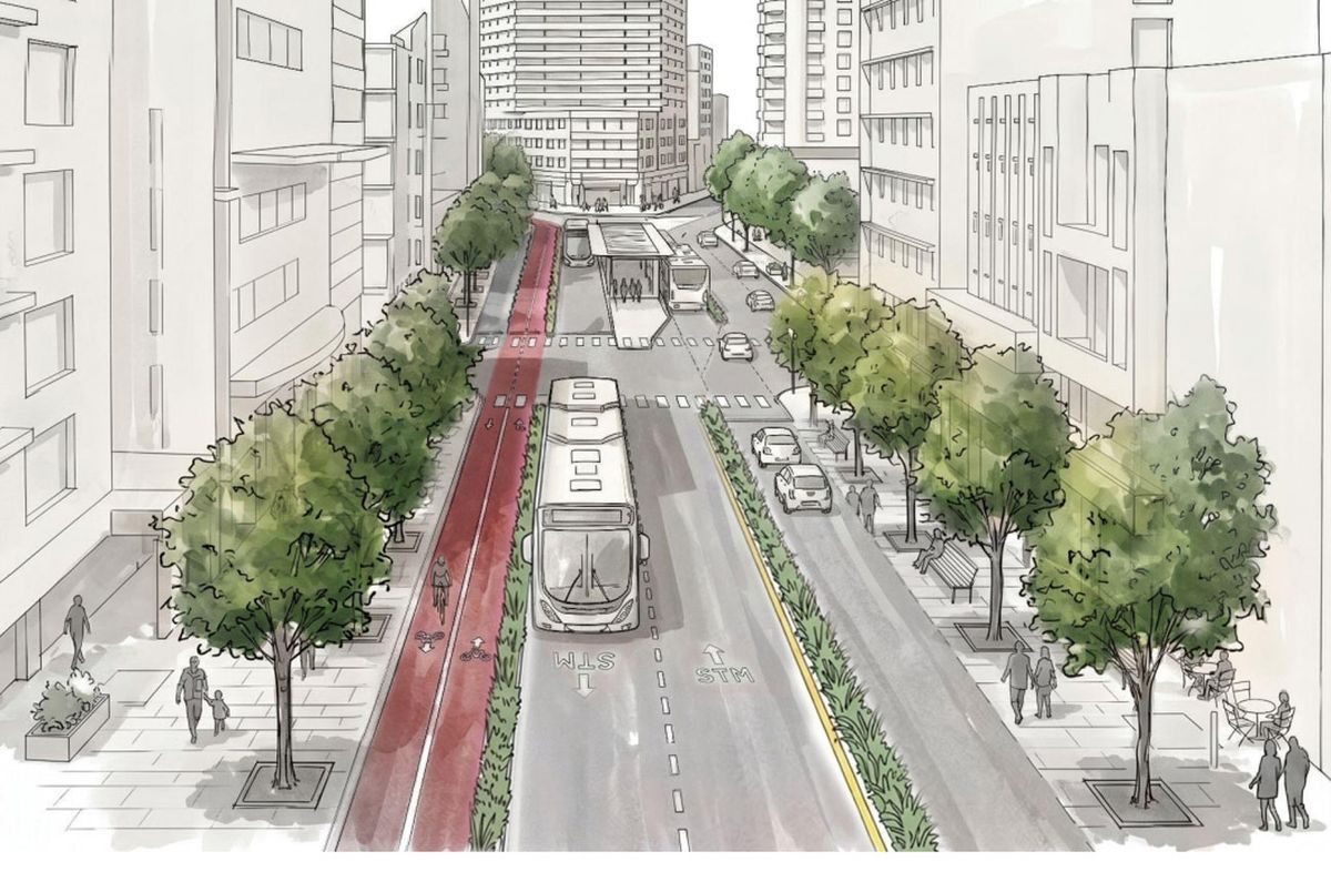 Avenida 18 de Julio vista hacia El Gaucho. Avenida 18 de Julio vista hacia El Gaucho.