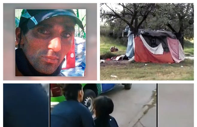 El secuestrador Savanz, la carpa donde vive la familia de Maia, y la niña recién recuperada por la Policía