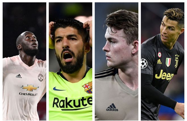Lukaku (Manchester Utd.), LUis Suárez (FC Barcelona),&nbsp;Matthijs&nbsp;de Ligt&nbsp; (Ajax) y Cristiano Ronaldo (Juventus), figuras en los equiposque hoy disputan el pase a semifinales de Champions League.