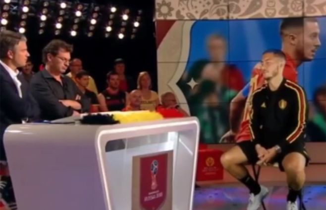 Hazard es entrevistado tras la victoria ante Brasil. En la víspera volvió a repetir.&nbsp;