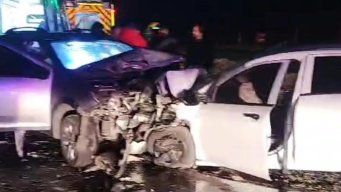 Foto: Policía Caminera. Choque entre dos autos en el kilómetro 51 de la ruta 5.