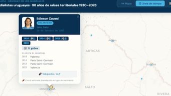 disenaron mapa interactivo que muestra datos sobre los 249 futbolistas uruguayos que participaron en mundiales