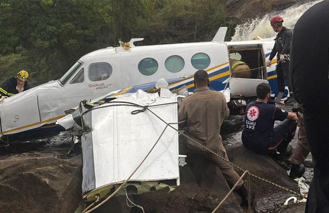 FOTO: AFP. La avioneta en la que viajaba la cantante Marília Mendonça&nbsp;