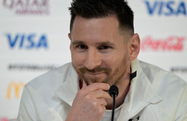 Messi en conferencia de prensa, lunes 21. AFP.
