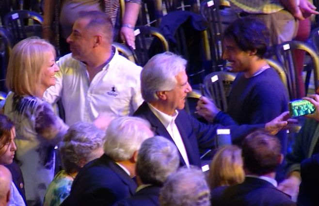 Foto: Vázquez en la inauguración del Antel Arena, acompañado por Carolina Cosse.