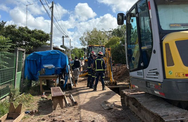 El lugar donde cayó el trabajador. Foto. María Eugenia Scognamiglio, Subrayado.