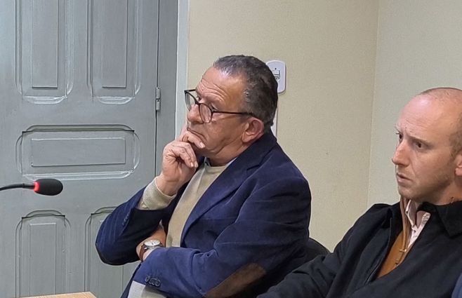 El intendente de Artigas Pablo Caram en la audiencia judicial del martes 16 a la noche.&nbsp;