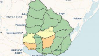 Mapa de departamentos afectados, a las 9:00 horas de este miércoles. Fuente: UTE.