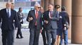 Canciller Mario Lubetkin y presidente Orsi este lunes a la salida de Torre Ejecutiva. Foto: FocoUy