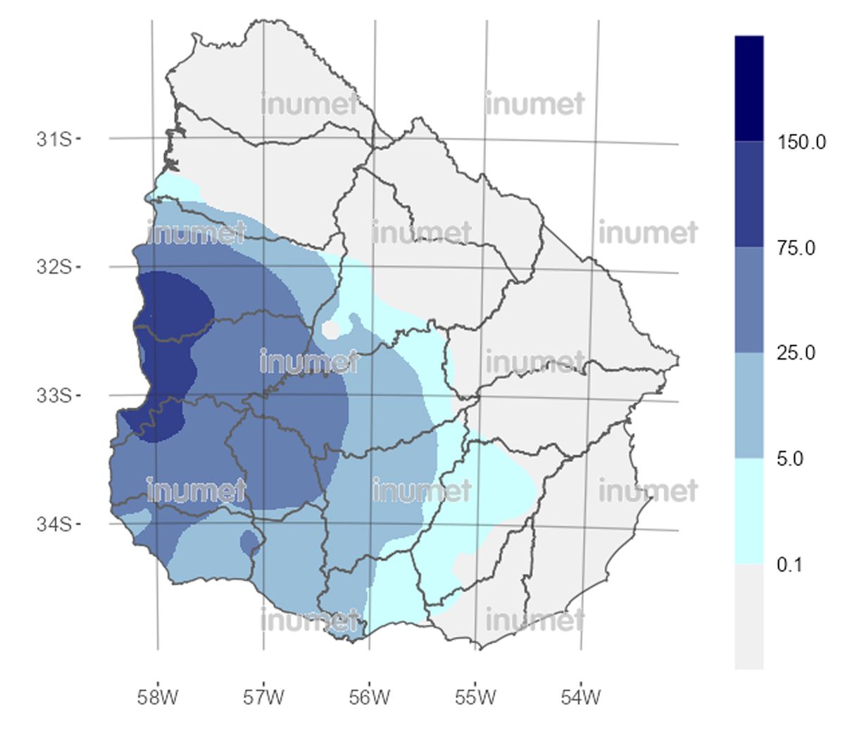 Lluvia en la cuenca del río Santa Lucía ronda los 10 mm en las últimas