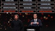 Sorteo de la Copa Libertadores con Diego Lugano en el escenario. Foto: AFP.