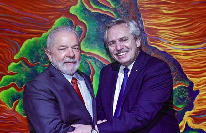 La foto que publicó Alberto Fernández el domingo de noche para saludar a Lula. (Presidencia de Argentina).