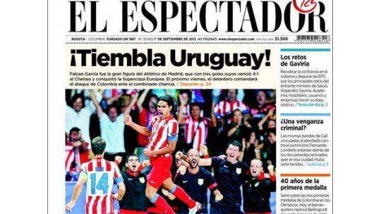 “Tiembla Uruguay” titulan en Colombia tras goleada de Falcao