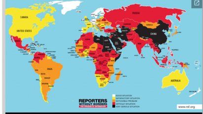 Territorios en amarillo, los más libres en materia de información.
