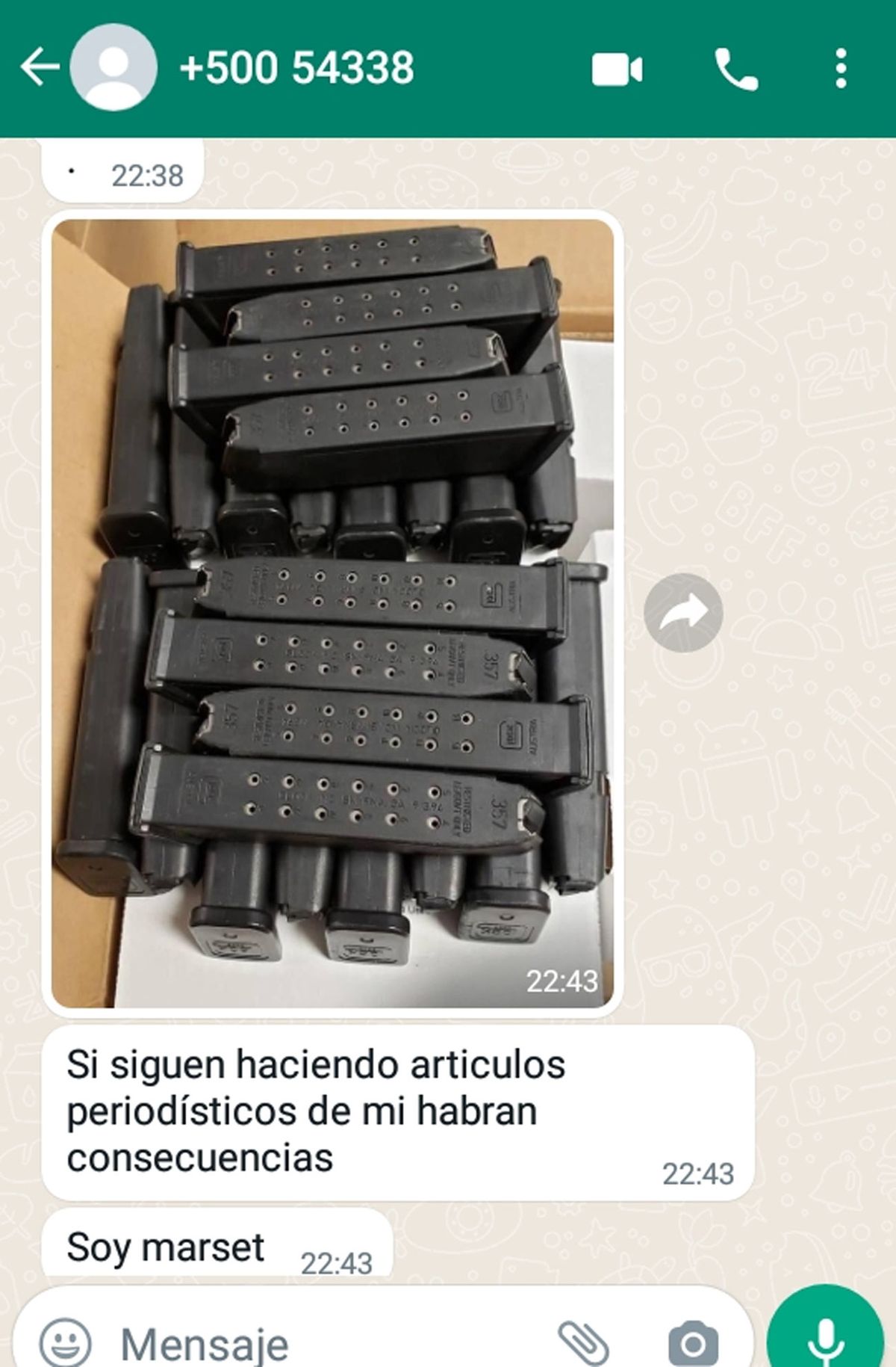 Captura del mensaje, WhatsApp de Subrayado. Captura del mensaje, WhatsApp de Subrayado.