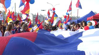 el frente amplio realizo un banderazo en la rambla, entre el dique maua y trouville