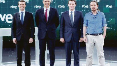 Pablo Casado (Partido Popular) Pedro Sánchez&nbsp; (PSOE),&nbsp; Albert Rivera (Ciudadanos) y Pablo Iglesias (Podemos)