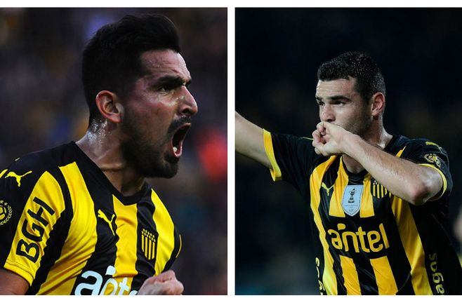 Viatri y Formiliano, dos opciones de gol en pelota quieta para Peñarol.