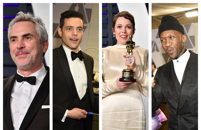 Al centro Rami Malek y Olivia, considerados mejores actores del año. Segundo Oscar para el director mexicano Alfonso Cuaròn y Mahershala Ali, otra vez mejor actor de reparto.&nbsp;