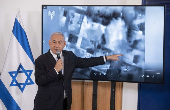 En una base militar israelí el primer ministro expuso hoy ante embajadores la situación de conflicto con Hamás