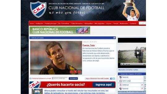 El sitio web oficial de Nacional saluda a Pacheco